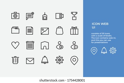 
consists of 20 icons with a scale of 64x64. The icon contains web UI, and this you can use for presentations