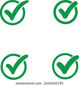 Consists of four green check mark icons inside circles, indicating approval and positive confirmation, set against a clean white background.