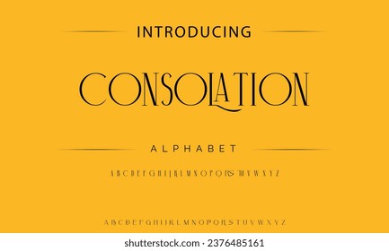 Consolación Elegante abecedario de diseño de bodas abstractas de lujo estilo alfabeto fuente. Tipos de letra urbanos clásicos mínimos para logotipo, marca, etc. Tipografía tipo mayúsculas minúsculas y número. ilustración vectorial