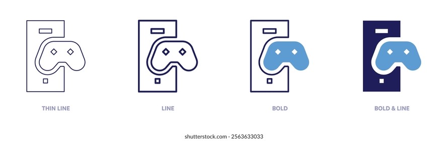 Console accessories icon in 4 different styles. Thin Line, Line, Bold, and Bold Line. Duotone style. Editable stroke.