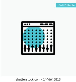 Console, Control, Controller, Hardware, Mixer turquoise highlight circle point Vector icon