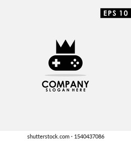 Console With Crown Logo Design. Console With Crown Logo Template. Modern Design. Flat Logo. Gamer King. Vector Illustration