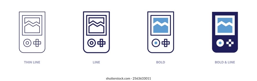 Console customization icon in 4 different styles. Thin Line, Line, Bold, and Bold Line. Duotone style. Editable stroke.