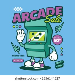 Console design with cute character style, suitable for poster design, banner, promotion, clothing, and stickers