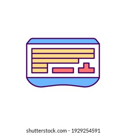 Icono de color RGB de diseño de consola. Dispositivo de la sala de control. Acceso intuitivo, control. Ergonomía en el espacio de trabajo. Maximizar el rendimiento, la eficiencia. Reducción del riesgo de error humano. Ilustración vectorial aislada