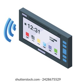 Console display icon isometric vector. Stereo digital. Modern radio player