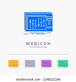Console, dj, mixer, music, studio 5 Color Glyph Web Icon Template isolated on white. Vector illustration