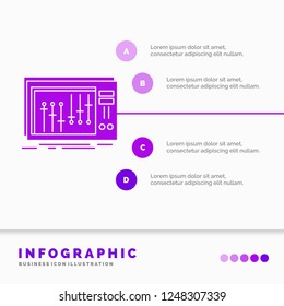 Console, dj, mixer, music, studio Infographics Template for Website and Presentation. GLyph Purple icon infographic style vector illustration.