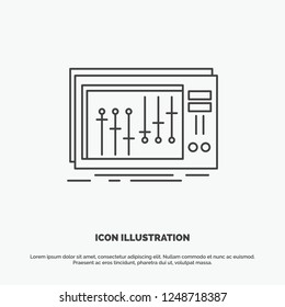 Console, dj, mixer, music, studio Icon. Line vector gray symbol for UI and UX, website or mobile application