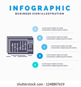 Console, dj, mixer, music, studio Infographics Template for Website and Presentation. GLyph Gray icon with Blue infographic style vector illustration.