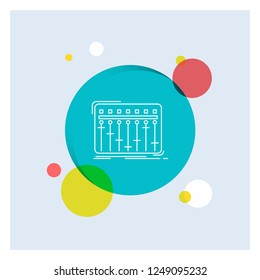 Console, dj, mixer, music, studio White Line Icon colorful Circle Background