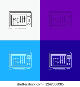 Console, dj, mixer, music, studio Icon Over Various Background. Line style design, designed for web and app. Eps 10 vector illustration