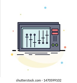 Console, dj, mixer, music, studio Flat Color Icon Vector. Vector Icon Template background