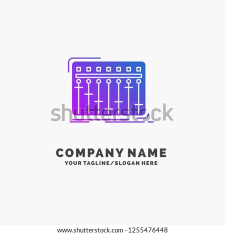 Console, dj, mixer, music, studio Purple Business Logo Template. Place for Tagline.