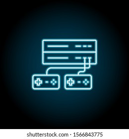 Console, game, game controller blue neon icon. Simple thin line, outline vector of esport icons for ui and ux, website or mobile application