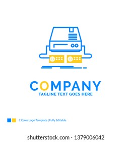 Console, game, gaming, pad, drive Blue Yellow Business Logo template. Creative Design Template Place for Tagline.