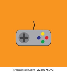 Console game pad square flat. Game Joupad vector for your logo, icon, app web, app mobile phone. console retro illustration isolated on orange background