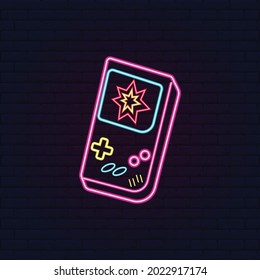 Console Game Retro with Beautiful Colorful Neon