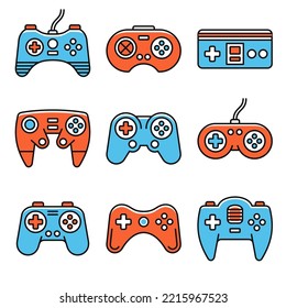 Juego de iconos de gamepad de consola en fondo blanco. Ilustración del vector