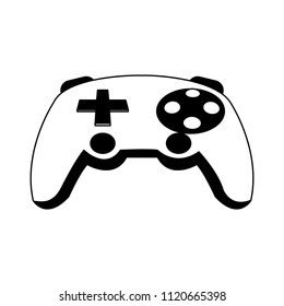 Console gamepad isolated in black and white