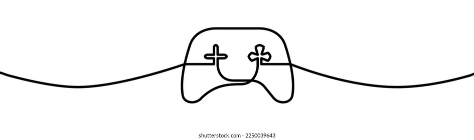 Console Gamepad shape drawing by continuos line, thin line design vector illustration