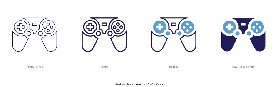 Console games icon in 4 different styles. Thin Line, Line, Bold, and Bold Line. Duotone style. Editable stroke.