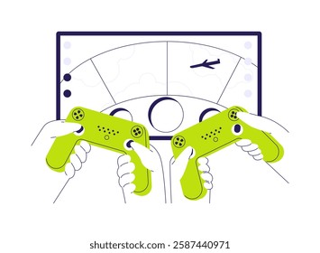 Console gaming abstract concept vector illustration. Friends with joysticks playing game, gaming console, video entertainment, modern technology, leisure time together abstract metaphor.