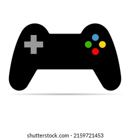Console gaming gamepad icon shadow, joystick gadget technology button vector illustration, play fun game .