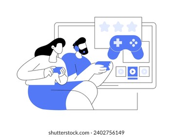 Console gaming isolated cartoon vector illustrations. Friends with joysticks playing game, gaming console, video entertainment, modern technology, leisure time together vector cartoon.