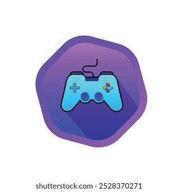 console gaming purple gradient, joystick label, white background