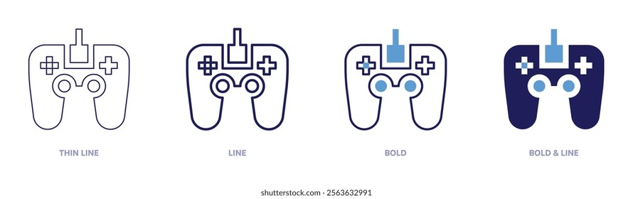 Console headset icon in 4 different styles. Thin Line, Line, Bold, and Bold Line. Duotone style. Editable stroke.