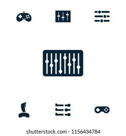 Console icon. collection of 7 console filled icons such as slider, joystick. editable console icons for web and mobile.