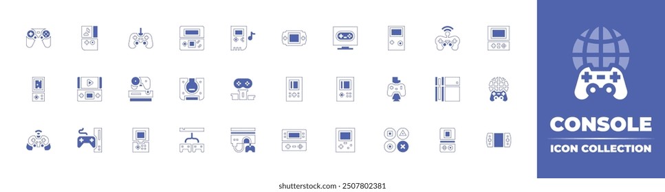 Console icon collection. Duotone style line stroke and bold. Vector illustration. Containing gameconsole, console, handheldconsole, gamepad, bit, videogame, leader.