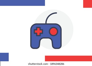 Console icon filled line color concept related game and entertainment elements.