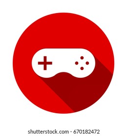 console icon isolated on red background with long shadow. flat icon