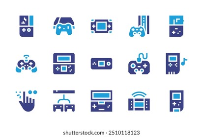 Console icon set. Duotone color. Vector illustration. Containing gameconsole, console, handheldconsole, gamepad, bit.