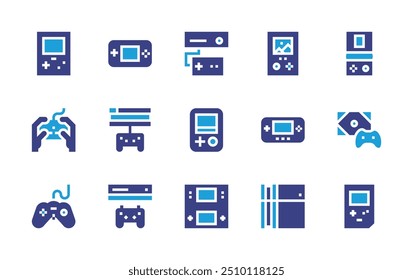 Console icon set. Duotone color. Vector illustration. Containing gameboy, videoconsole, handheldconsole, console, gameconsole, gamingconsole, videogame.