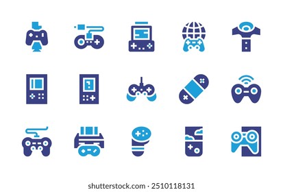 Console icon set. Duotone color. Vector illustration. Containing console, videoconsole, gameconsole, gamepad, controllerpad, esports, videogame.