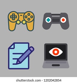 console icon set. vector set about gamepad, game controller, game and edit icons set.
