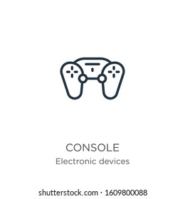 Console icon. Thin linear console outline icon isolated on white background from electronic devices collection. Line vector sign, symbol for web and mobile