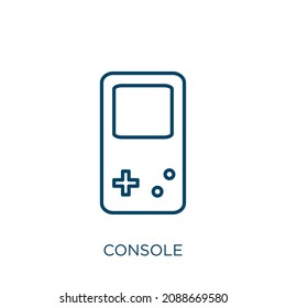 console icon. Thin linear console outline icon isolated on white background. Line vector console sign, symbol for web and mobile