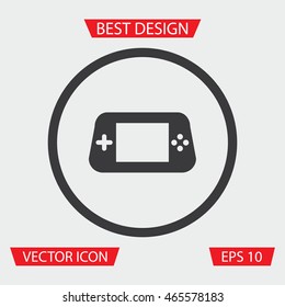 Console Icon - Vector illustration of console icon in circle on gray background. Gaming Icon. Video Game Icon.
