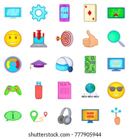 Console icons set. Cartoon set of 25 console vector icons for web isolated on white background