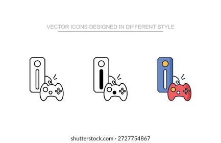 Iconos de la consola fijados en diverso estilo con el fondo blanco
