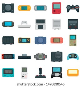 Console icons set. Flat set of console vector icons for web design