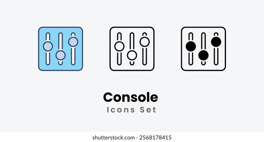 Console Icons thin line and glyph vector icon stock illustration