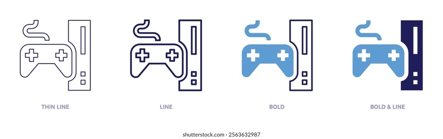 Console latency icon in 4 different styles. Thin Line, Line, Bold, and Bold Line. Duotone style. Editable stroke.