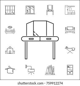 console mirror outline icon. Set of household accessories icons. Signs, outline furniture collection, simple thin line icons for websites, web design, mobile app, info graphics on white background