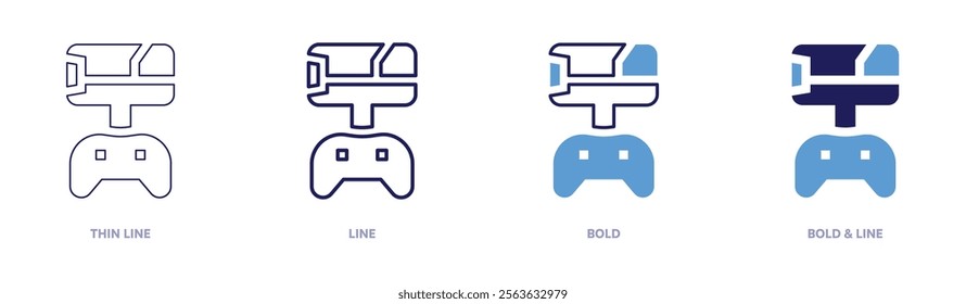 Console online icon in 4 different styles. Thin Line, Line, Bold, and Bold Line. Duotone style. Editable stroke.