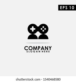 Console With People Logo Design. Console With People Logo Template. Modern Design. Flat Logo. Social Gamer. Vector Illustration